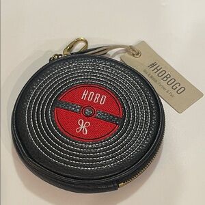 HOBO Black and Red Circular Coin/Clip Pouch NWT
